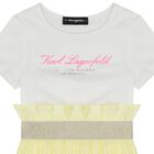 Girls White & Yellow Logo Dress, 1, hi-res