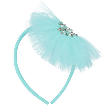 Girls Aqua Tulle Headband