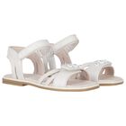 Girls Ivory Logo Flower Sandals, 1, hi-res