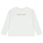 Girls White Logo Long Sleeve Top, 1, hi-res
