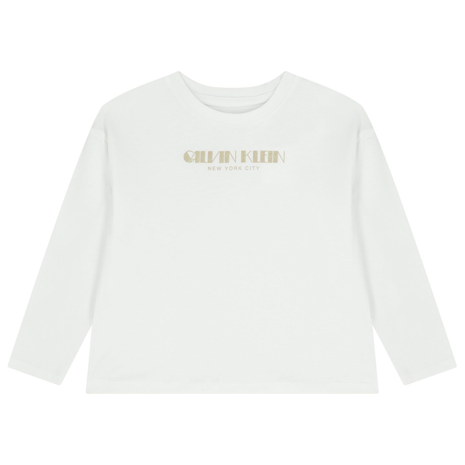 Girls White Logo Long Sleeve Top, 1, hi-res