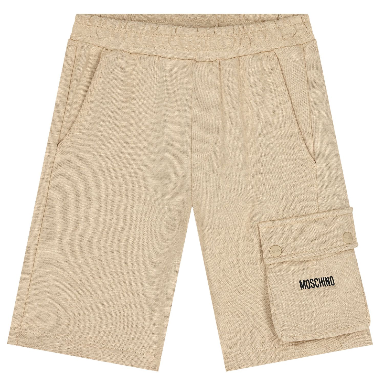 Boys Beige Logo Shorts, 1, hi-res