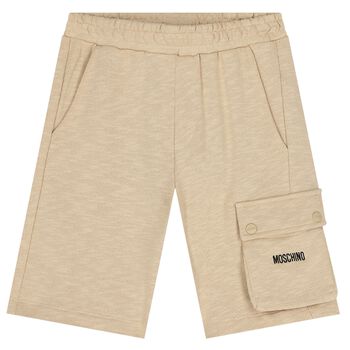 Boys Beige Logo Shorts
