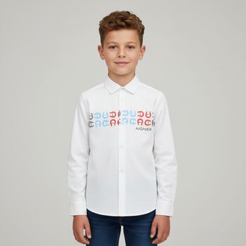 Boys White Logo Shirt