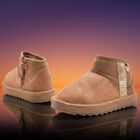 Girls Beige Faux Suede Boots, 1, hi-res