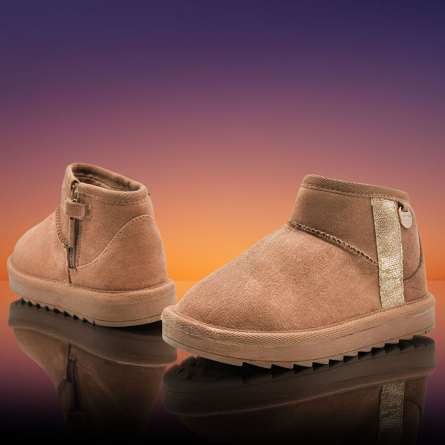 Girls Beige Faux Suede Boots, 1, hi-res