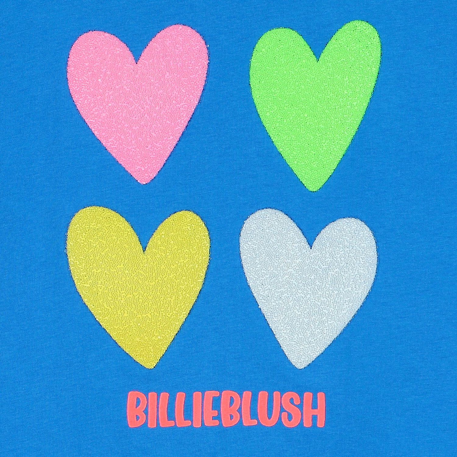 Girls Blue Hearts Logo Top, 1, hi-res