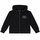 Boys Black Logo Zip up Top, 1, hi-res