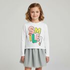 Girls White Embellished Long Sleeve Top, 1, hi-res