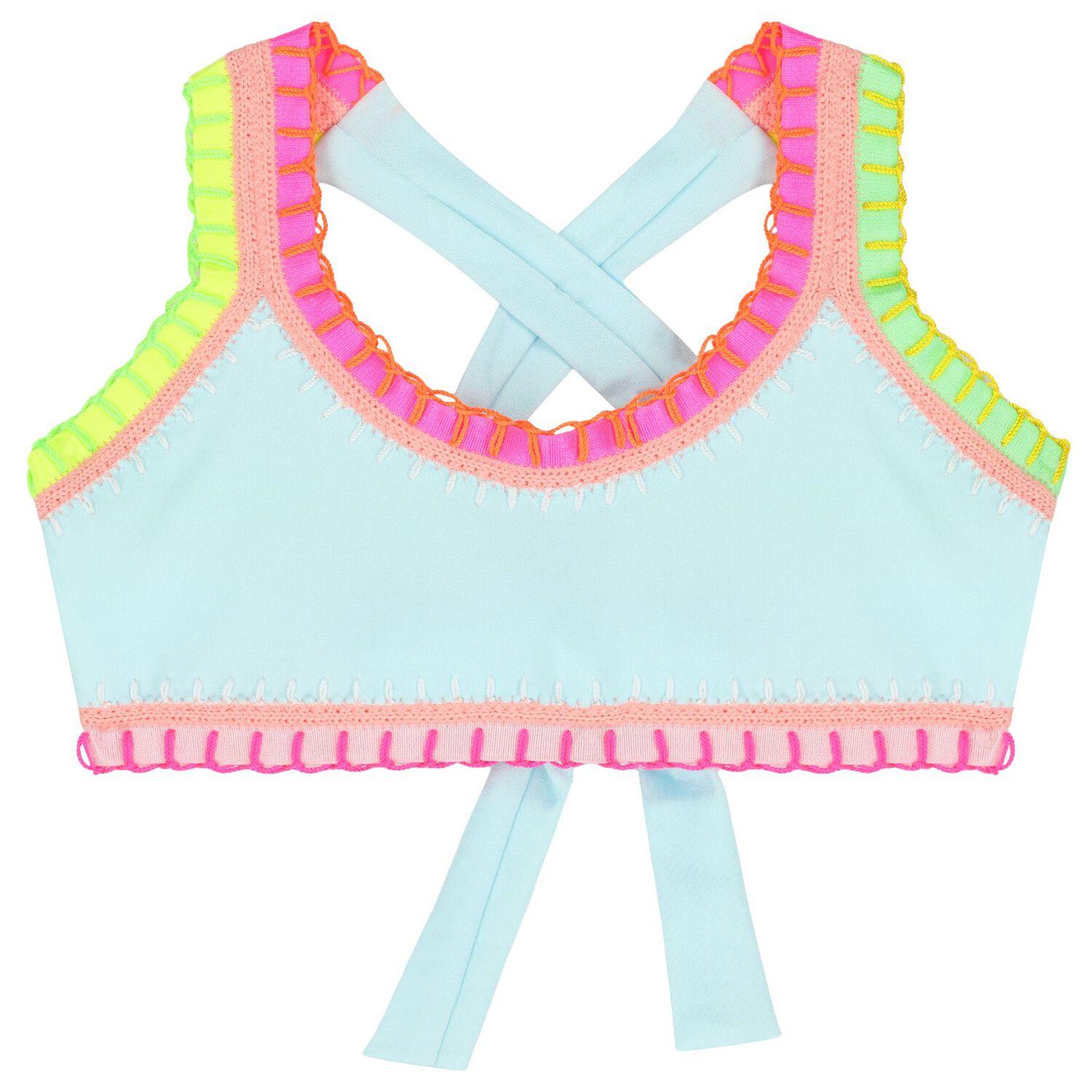 Girls Light Blue Embroidered Bikini, 1, hi-res