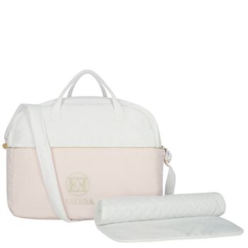 White & Pink Logo Baby Changing Bag