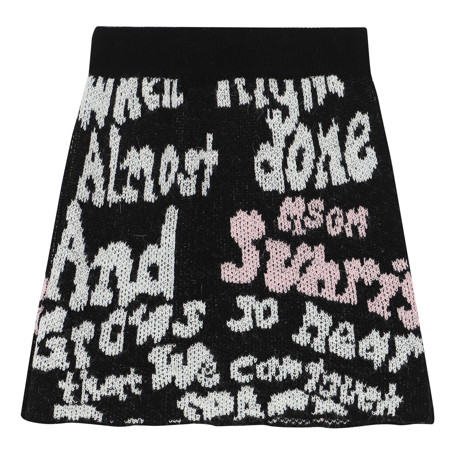 Girls Black Knitted Skirt, 1, hi-res