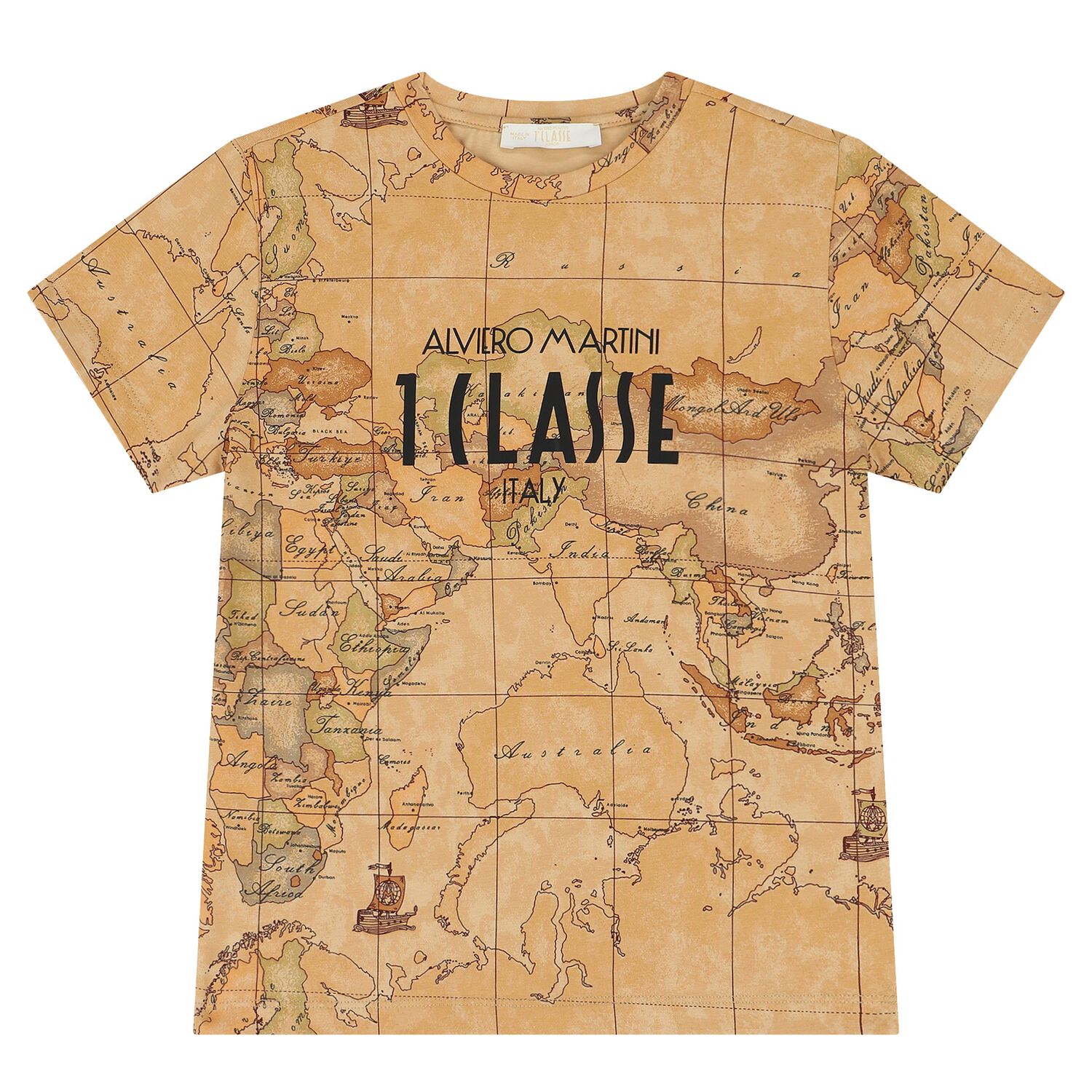 Boys Beige Geo Map T-Shirt, 1, hi-res
