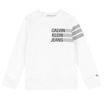 Boys White Logo Sweatshirt