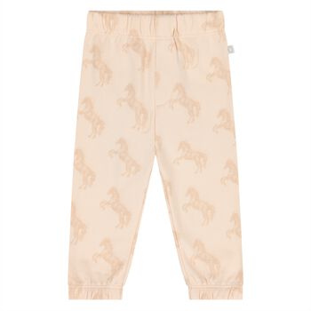 Younger Girls Beige Horse Joggers