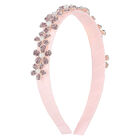 Girls Pink Velvet Embellished Headband, 1, hi-res
