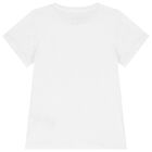 Girls White Embellished Logo T-Shirt, 1, hi-res