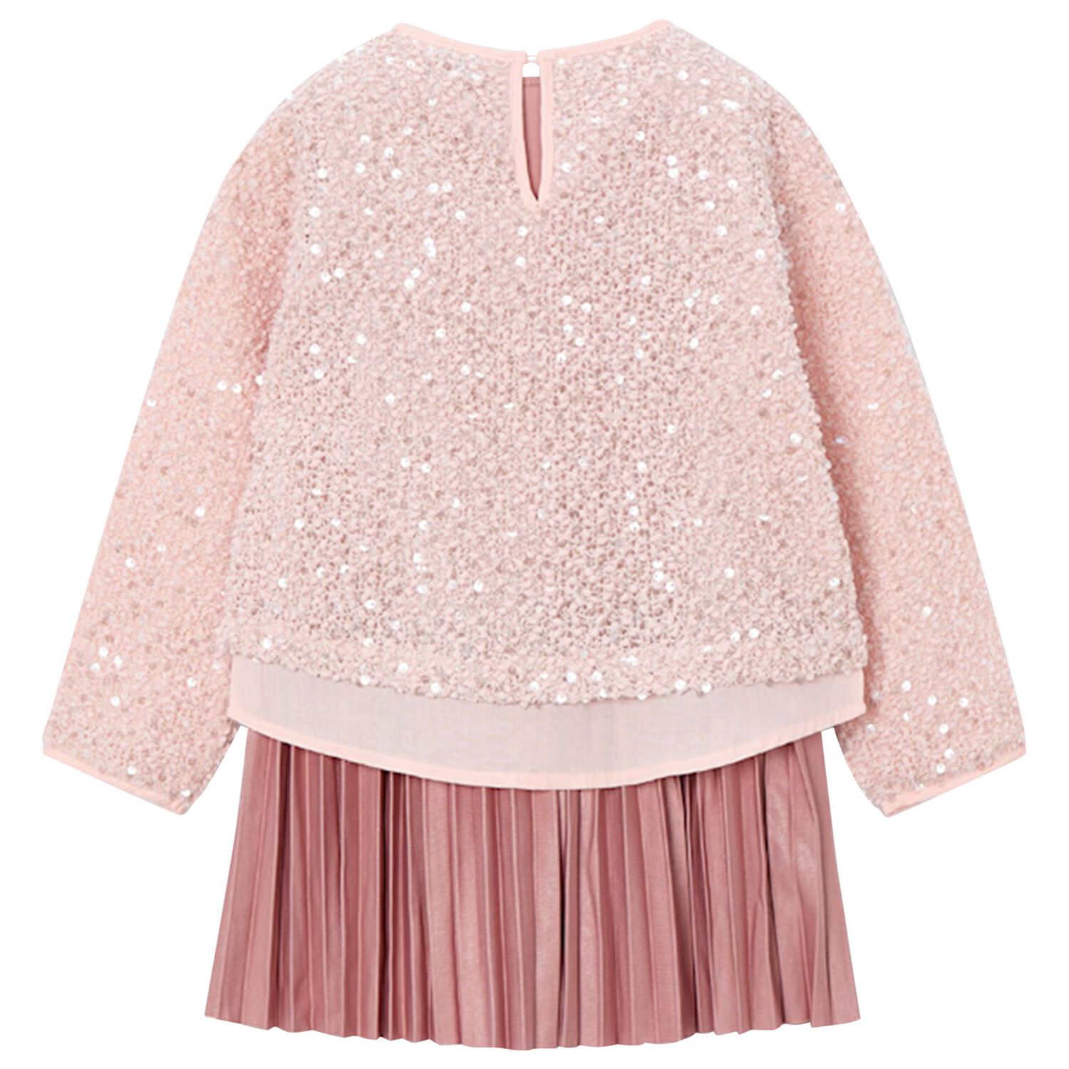 Girls Pink Sequin Dress Set, 2, hi-res