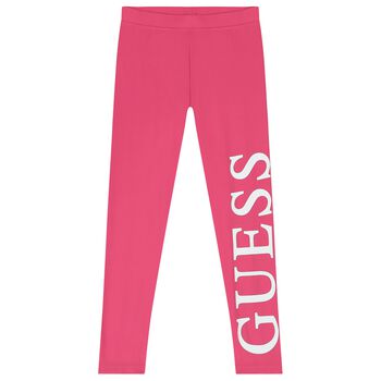 Girls Pink Logo Leggings