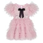Baby Girls Pink & Black Bow Tulle Greta Dress Set, 1, hi-res
