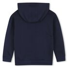 Boys Navy Blue Logo Hooded Top, 3, hi-res