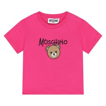Younger Girls Pink Teddy Bear Logo T-Shirt