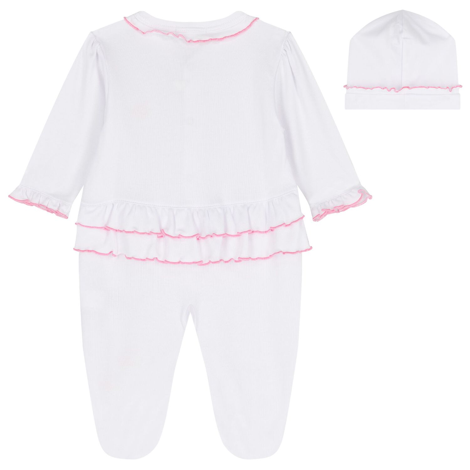Baby Girls White & Pink Roses & Blooms Babygrow Set, 1, hi-res image number null