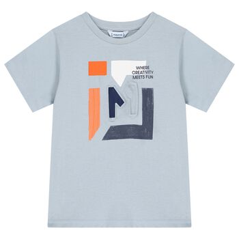 Boys Blue Embossed T-Shirt