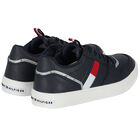 Boys Navy Logo Trainers, 1, hi-res