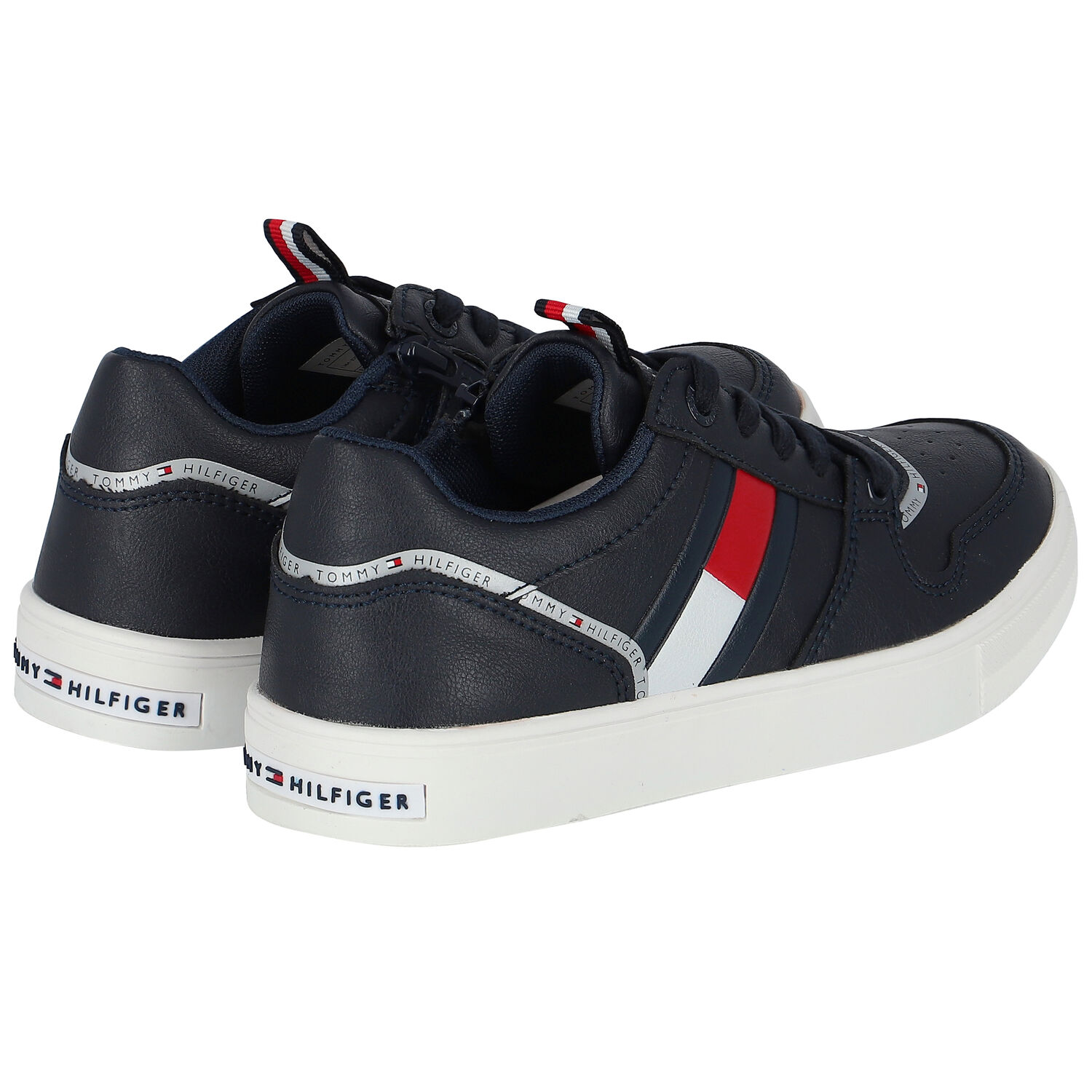 Boys Navy Logo Trainers, 1, hi-res