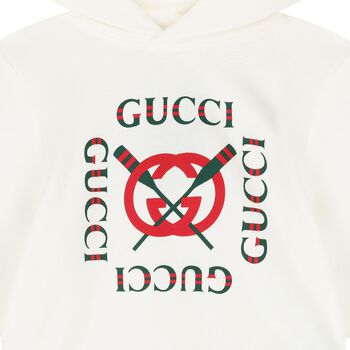 Ivory Cotton Logo Hooded Top