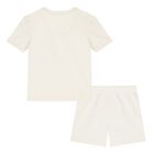 Ivory Cotton Logo Younger Shorts Set, 2, hi-res