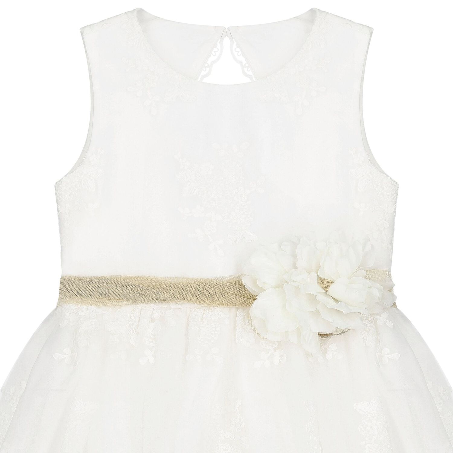 Girls White Organza Embroidered Dress, 1, hi-res image number null