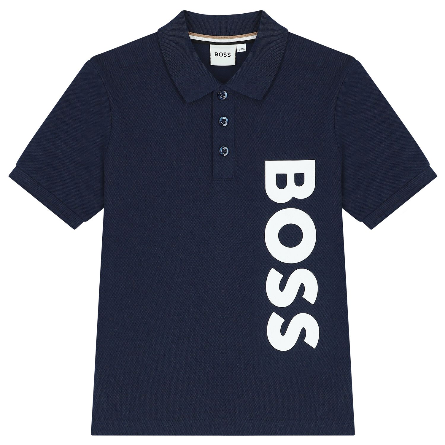 Boys Navy Blue Logo Polo Shirt, 3, hi-res