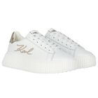 Girls White Logo Trainers, 1, hi-res