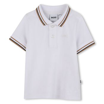 Younger Boys White Logo Polo Shirt