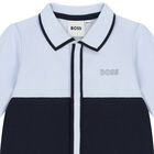 Baby Boys Blue & Navy Blue Logo Babygrow, 2, hi-res