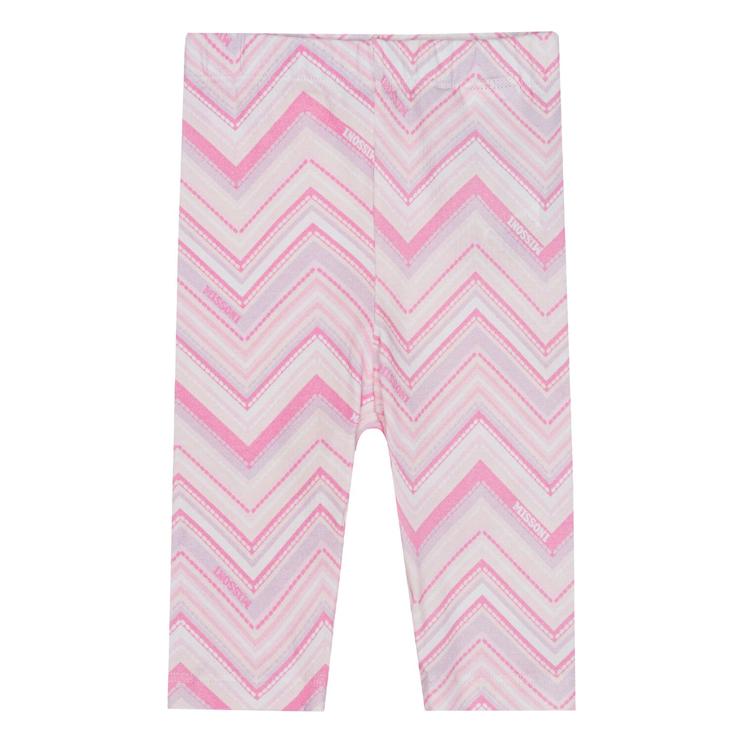 Younger Girls White & Pink Zig Zag Leggings, 1, hi-res