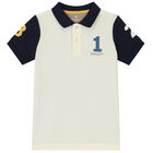 Boys Ivory & Beige Logo Polo Shirt, 1, hi-res
