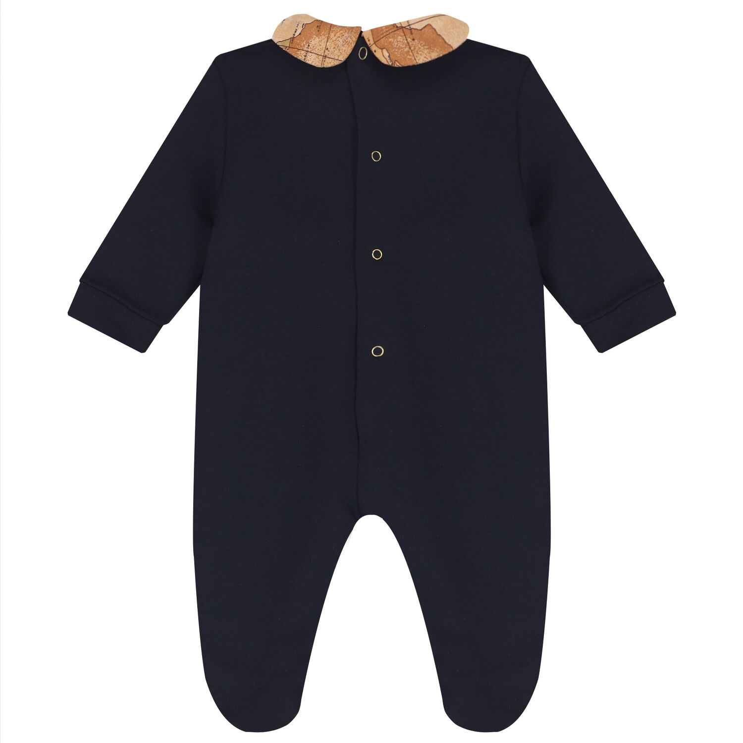 Baby Boys Navy Blue & Beige Logo Babygrow, 1, hi-res