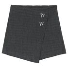 Girls Grey Bow Skort, 1, hi-res