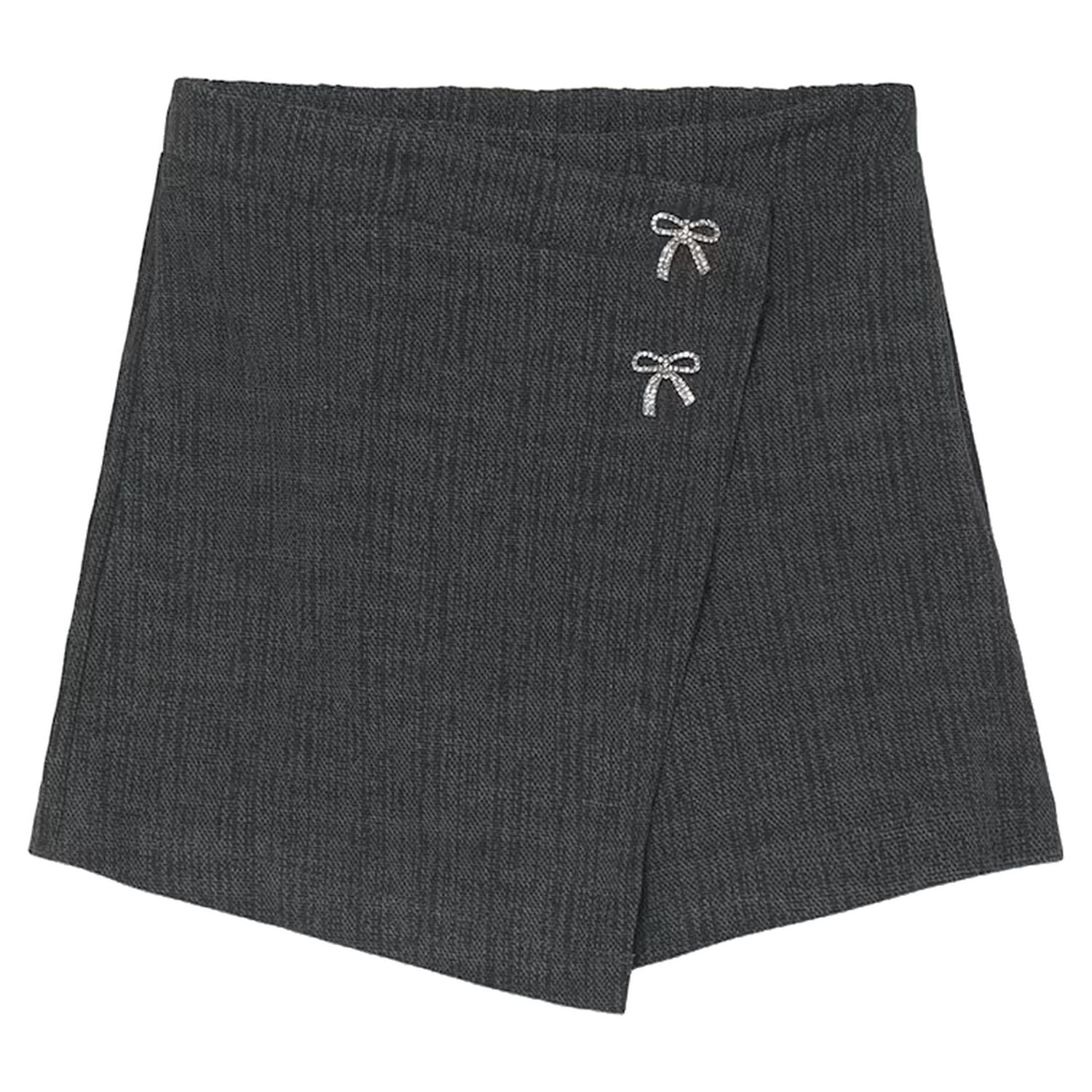 Girls Grey Bow Skort, 1, hi-res