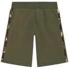 Khaki Green Logo Shorts, 1, hi-res