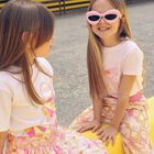 Girls Pink & Orange Logo Skirt, 2, hi-res