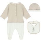 Ivory & Beige Logo Babygrow Set, 3, hi-res