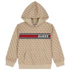 Boys Beige Logo Hooded Top, 1, hi-res