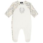 Baby Girls Ivory & Grey Barocco Babygrow, 1, hi-res
