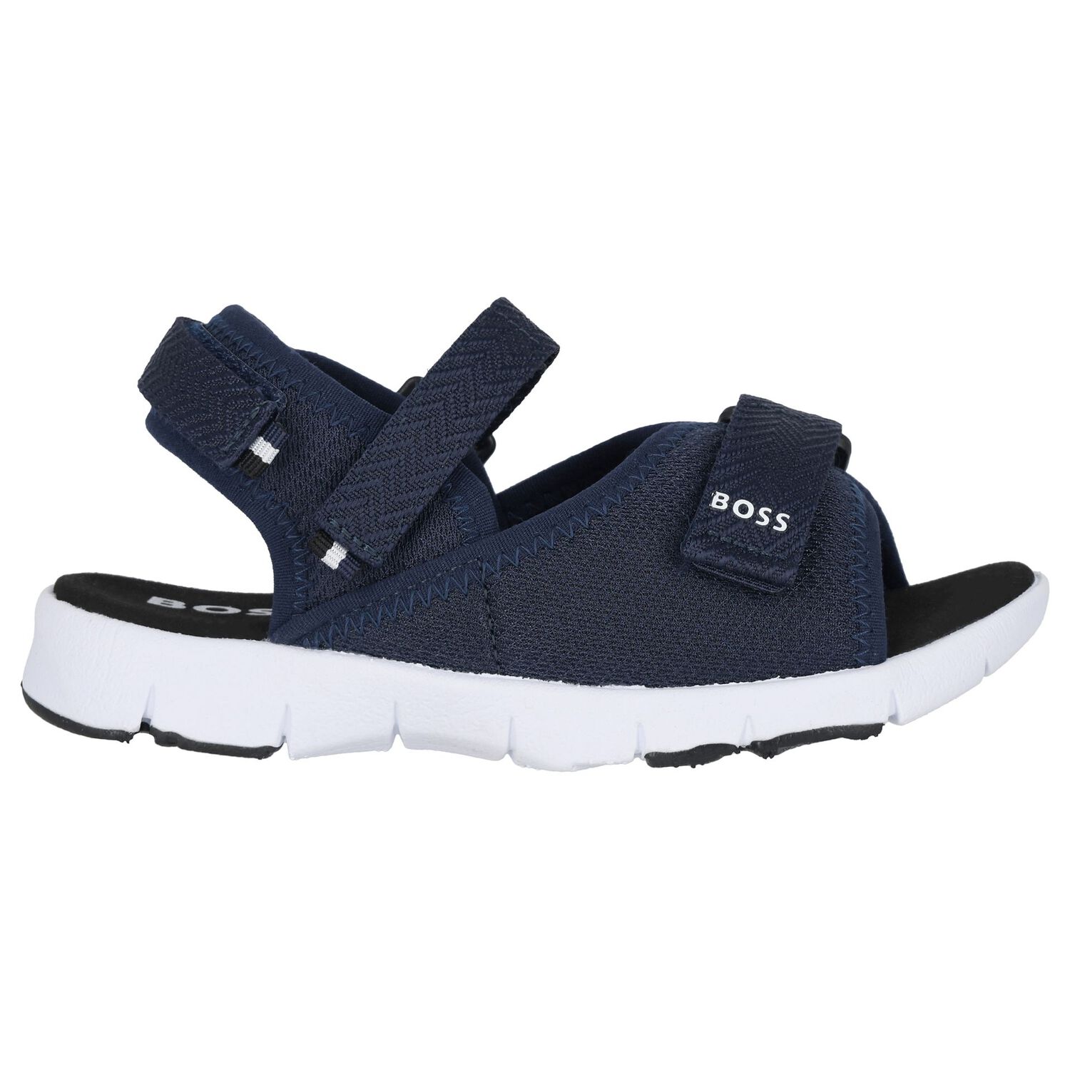 Boys Navy Blue Logo Sandals, 2, hi-res image number null