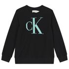 Boys Black Logo Knitted Sweater, 1, hi-res