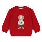 Younger Boys Red Dog Knitted Sweatshirt, 1, hi-res